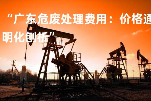 “广东危废处理费用：价格通明化刨析”